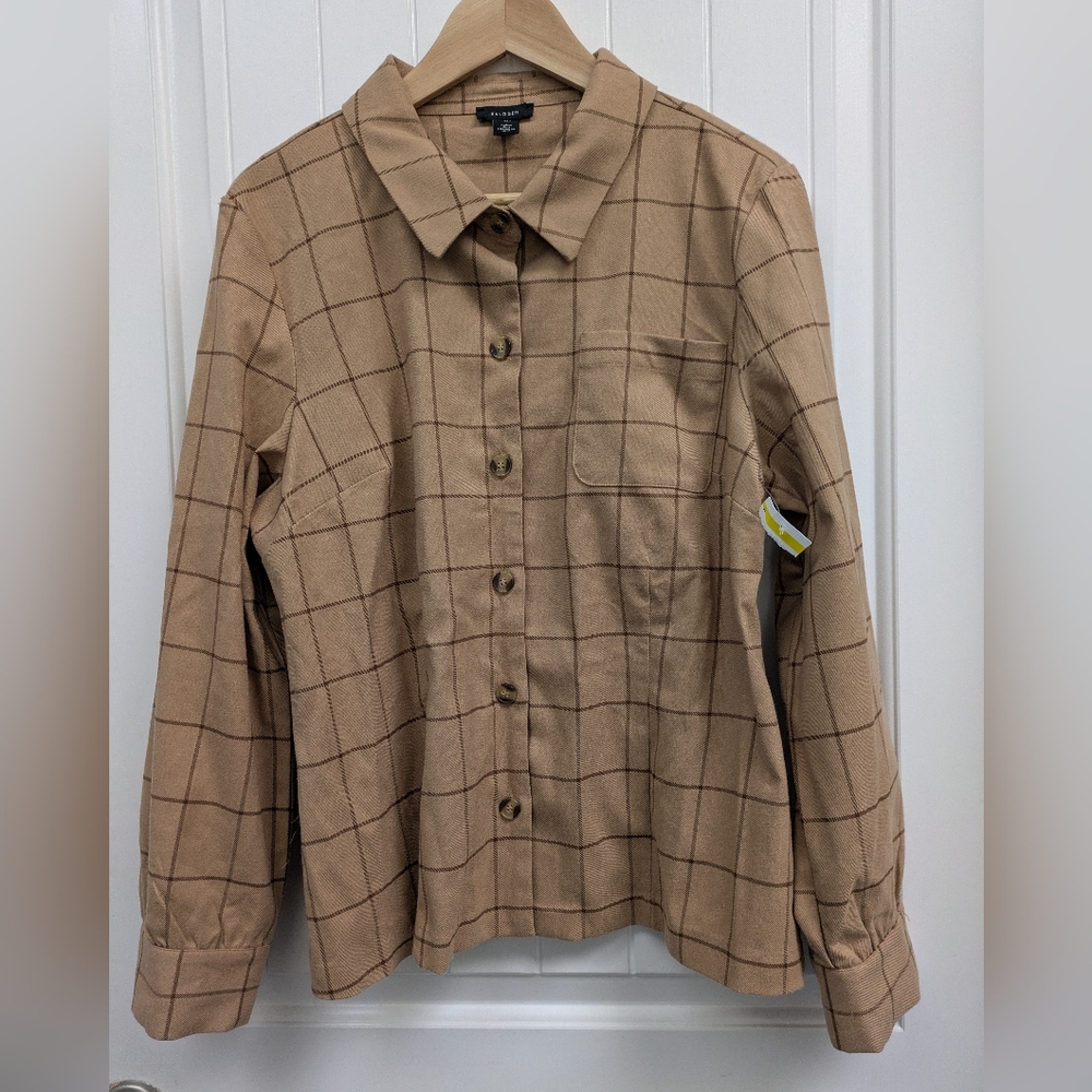 NWT Halogen Carmel and Plaid Shacket